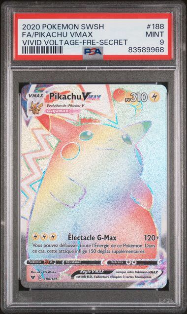 visuel - pikachu - vmax - rainbow - voltage éclatant - PSA - 9