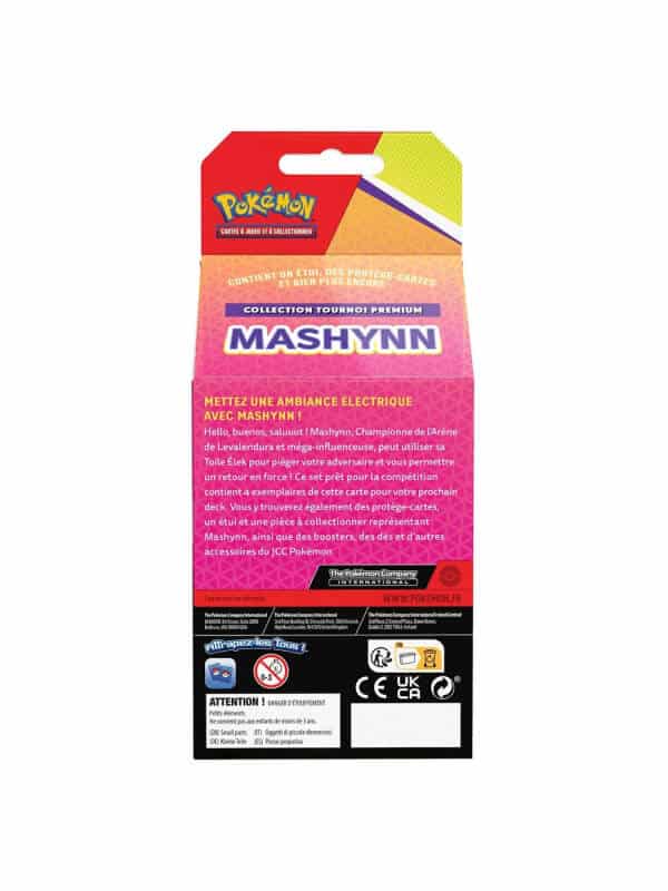 Pokémon Collection Tournoi Premium – Mashynn – 4 Cartes Supporter Brillantes – 6 Boosters – Étui Et Dés – Dès 6 Ans